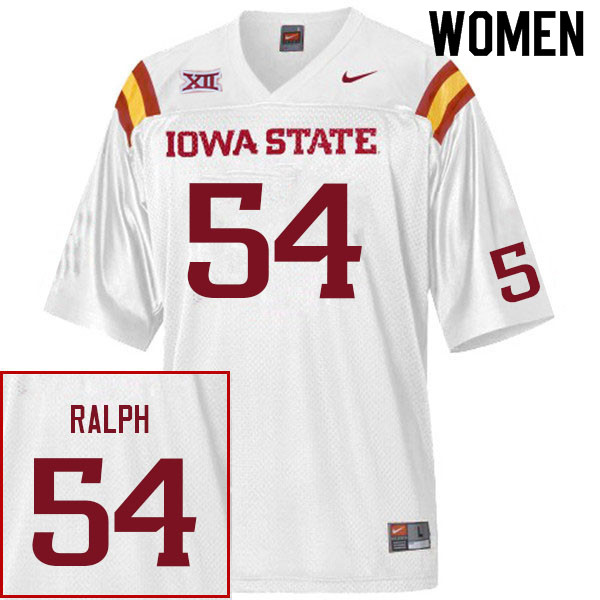 Iowa State Cyclones Women's #54 Aidan Ralph Nike NCAA Authentic White College Stitched Football Jersey ZX42S02XD